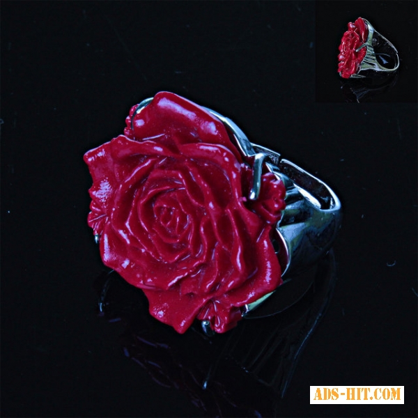 Перстень Роза полимерная глина красный