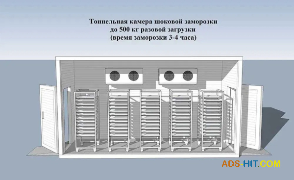 Шокова заморозка ( Установка піл ключ) Хлібо булочних виробів