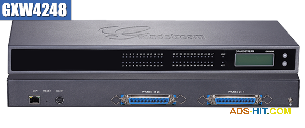 Grandstream GXW4248, голосовий ip шлюз, 48xFXS, 1xLAN, (1GbE) Gigabit Ethernet