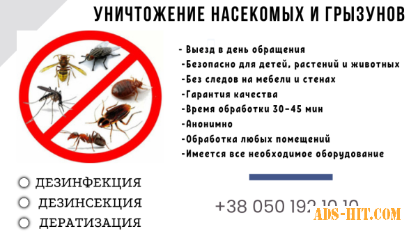 Уничтожение грызунов и насекомых в Харькове.