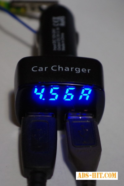 Мощная Автомобильная зарядка Амперметр, вольтметр, термометр на два USB выхода 4. 5А, 5V