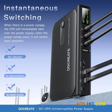 DC-UPS 36Вт DC1036L Джерело безперебійного живлення 5В 9В 12В 24В для роутера