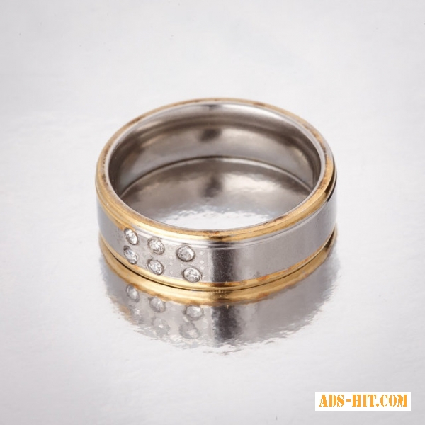 Кольцо Обручка камней золотой ободок