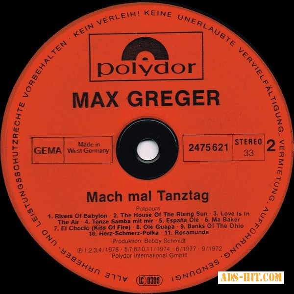 Виниловая пластинка джаз Max Greger – Mach Mal Tanztag