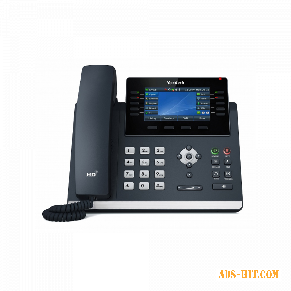 Yealink SIP-T46U, ip телефон, 16 sip аккаунтов, цветной экран, 2 порта USB, BLF, PoE, GigE