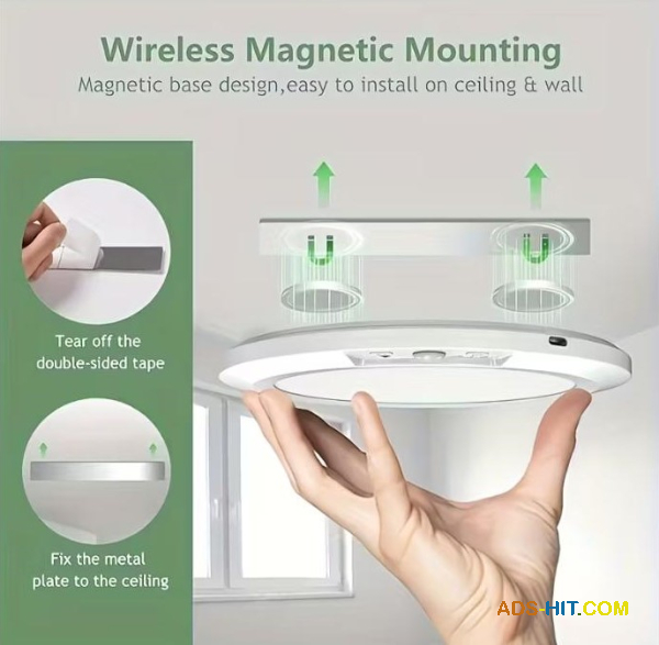 Розумний LED-світильник з датчиком руху та дистанційним керуванням 10+ годин роботи, акумулятор 8000 мАг