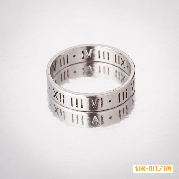 Кольцо Обручка под серебро римские цифры