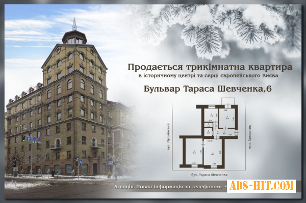 3 кімнатна квартира у центрі Києва. Продаж